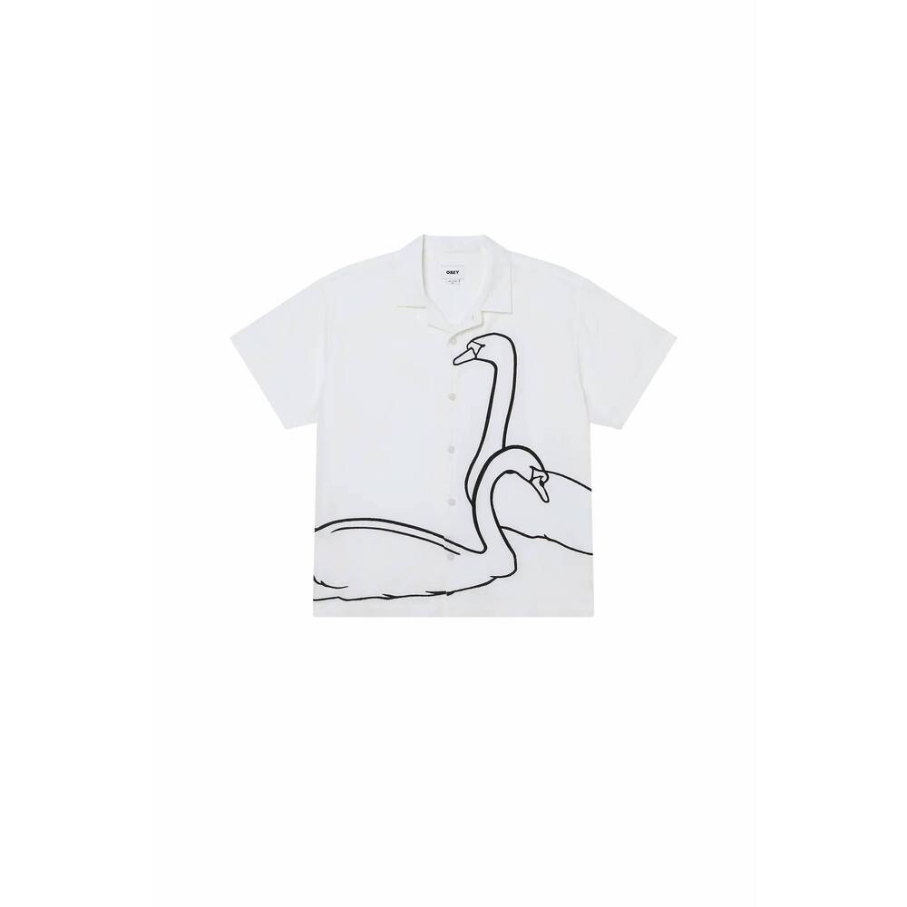 NEW OBEY CLOTHING men's cliff woven shirt in white